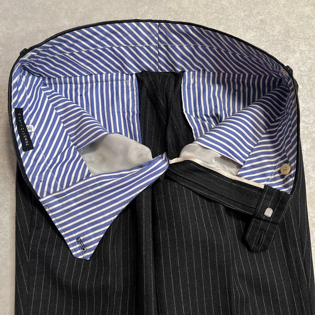 トゥモローランド カノニコウールフランネル ストライプスーツ チャコール 46