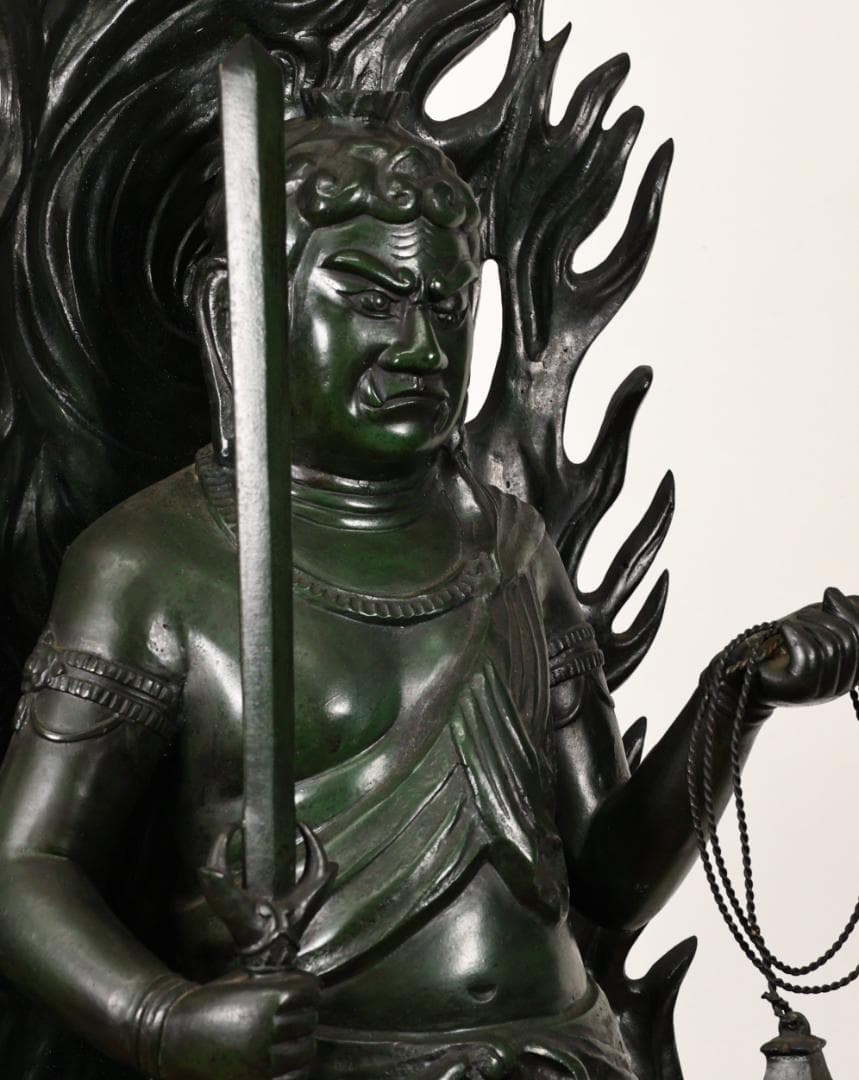 本物保証　般若純一郎 作　「 不動明王立像 」 ブロンズ　高98㎝　重27.5㎏