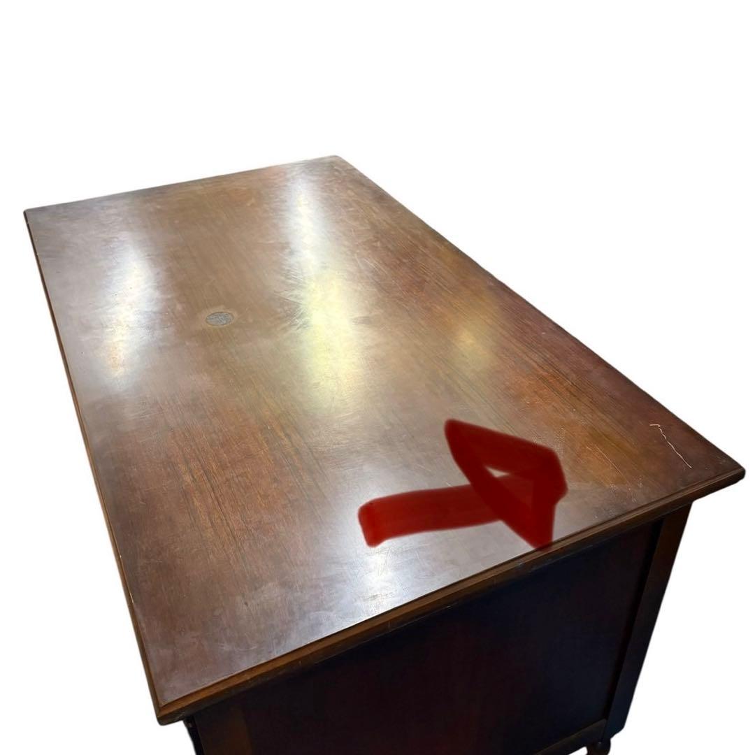 近畿限定無料配送 カリモク デスク 机 書斎 レトロ 木製 アンティーク 羽 N