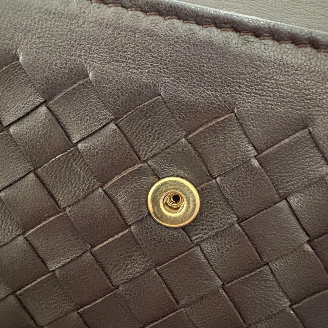 Bottega Veneta イントレチャート 長財布　こげ茶色ブラウン