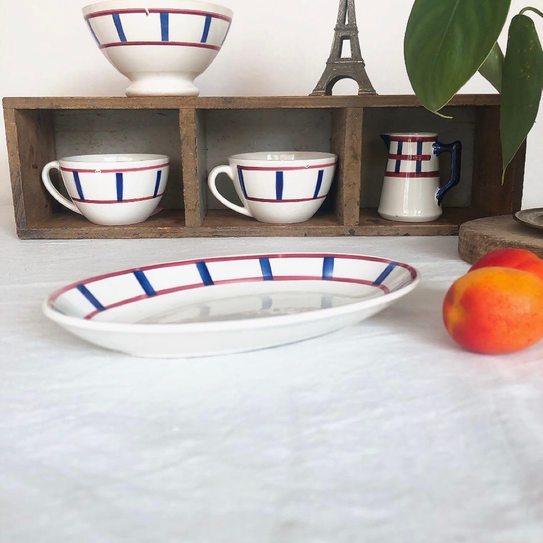 人気　ディゴワンサルグミンヌ　バスク柄ラヴィエ　前菜皿　フランスアンティーク食器