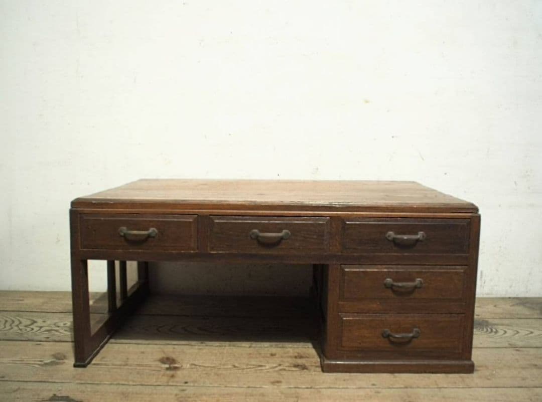 1040 ヴィンテージ　ロータイプの片袖机　文机　ローテーブル　古家具　レトロ