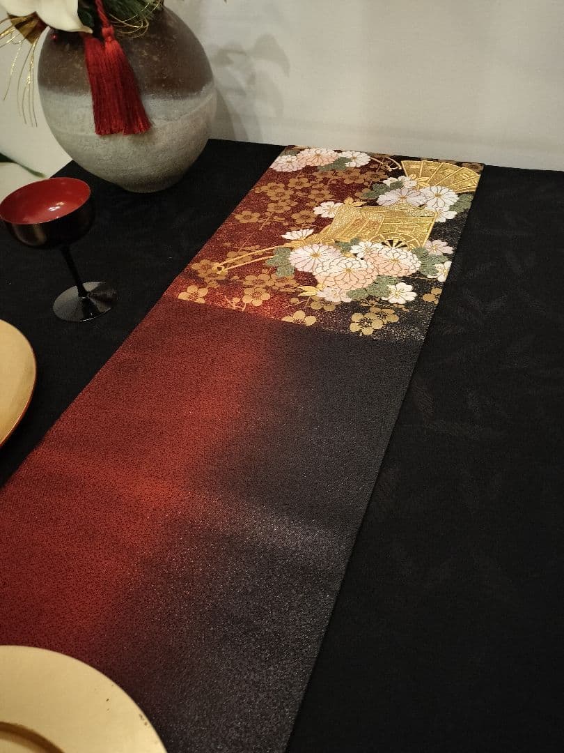 A957★逸品‼️御所車‼️ひな祭り‼️テーブルランナー2m20cm