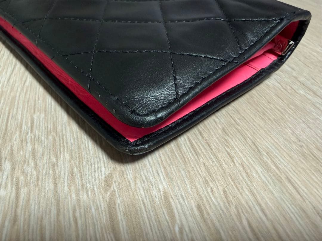 1/29 0時まで値引きします。CHANEL カンボンライン 長財布黒×ピンク