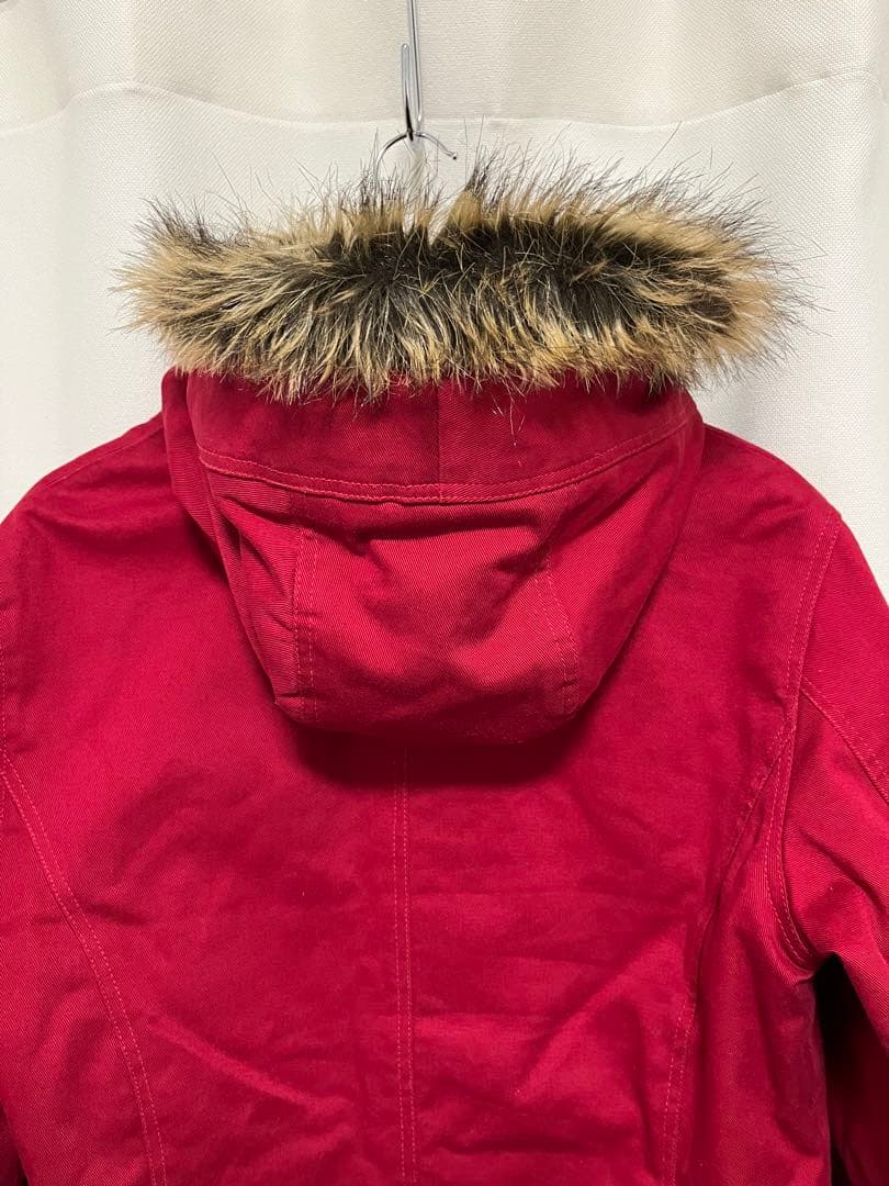 JIMSINN レザーパーツ使用 ベルト ファー付き ダック地 コート 赤 M