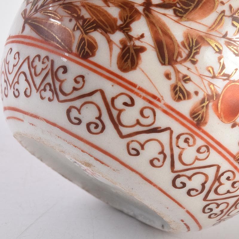 九谷焼　古九谷　赤絵金彩　花鳥文　振出　合わせ箱　M　R8981