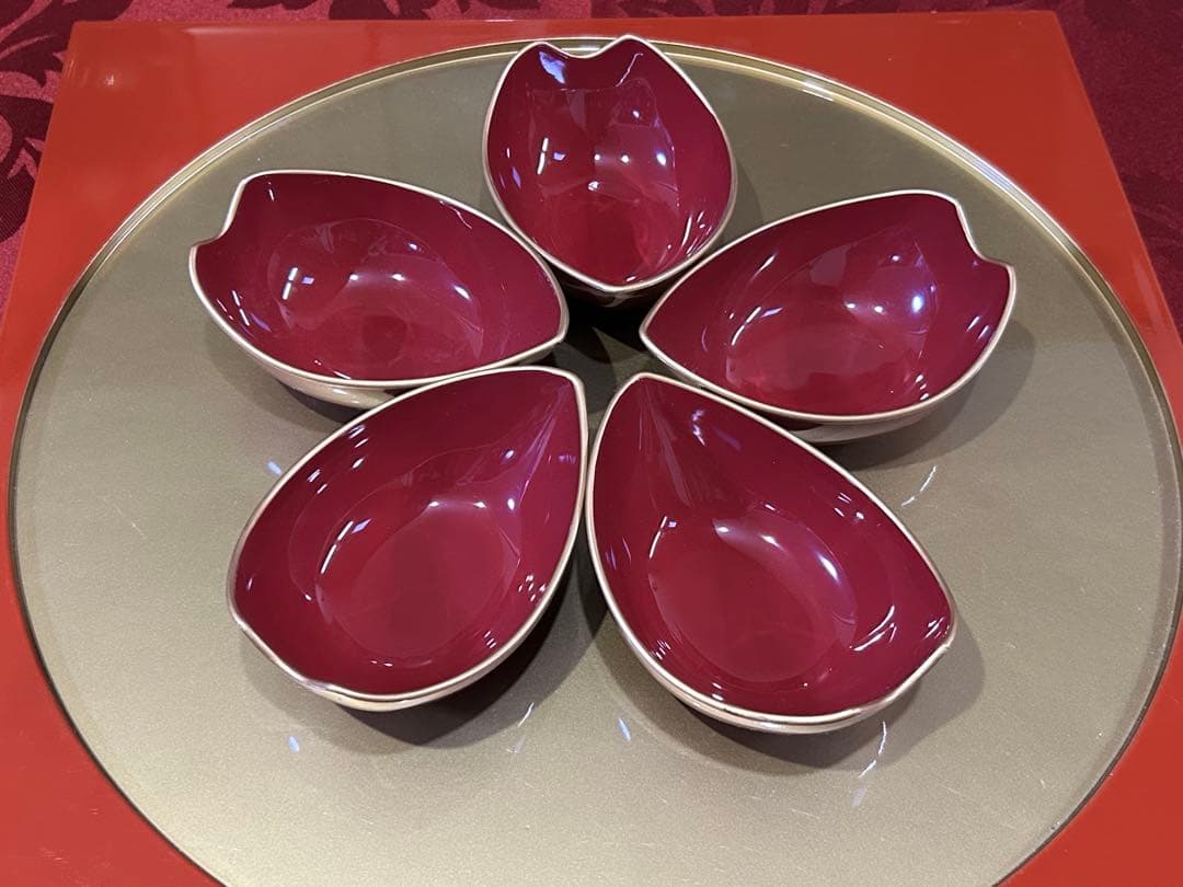 5名様　お正月御膳セット　赤絵　たち吉　羽子板皿　花鳥金彩丸紋角鉢　吸物椀など