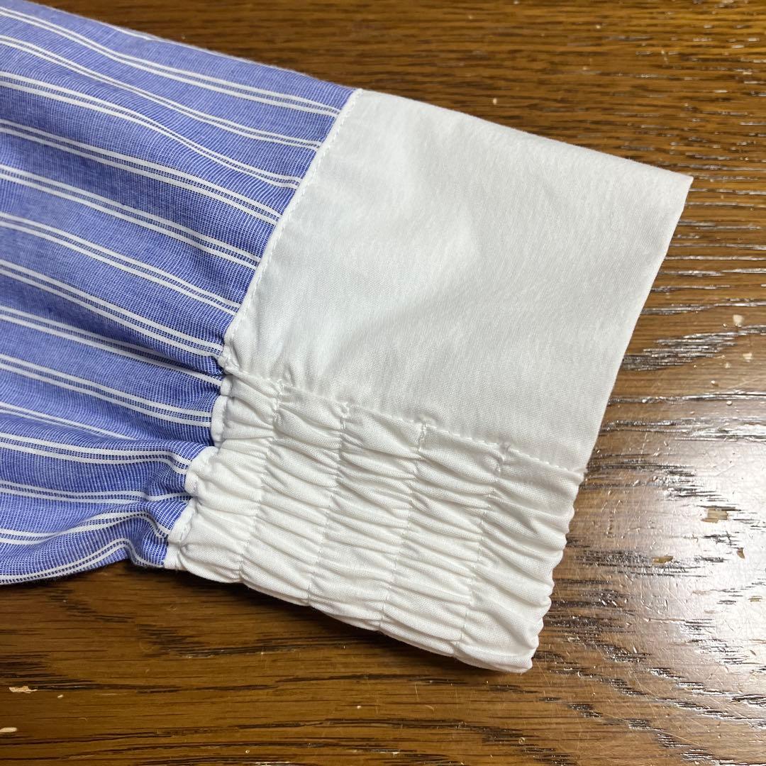 OUR シワになりにくい播州織フレアブラウス