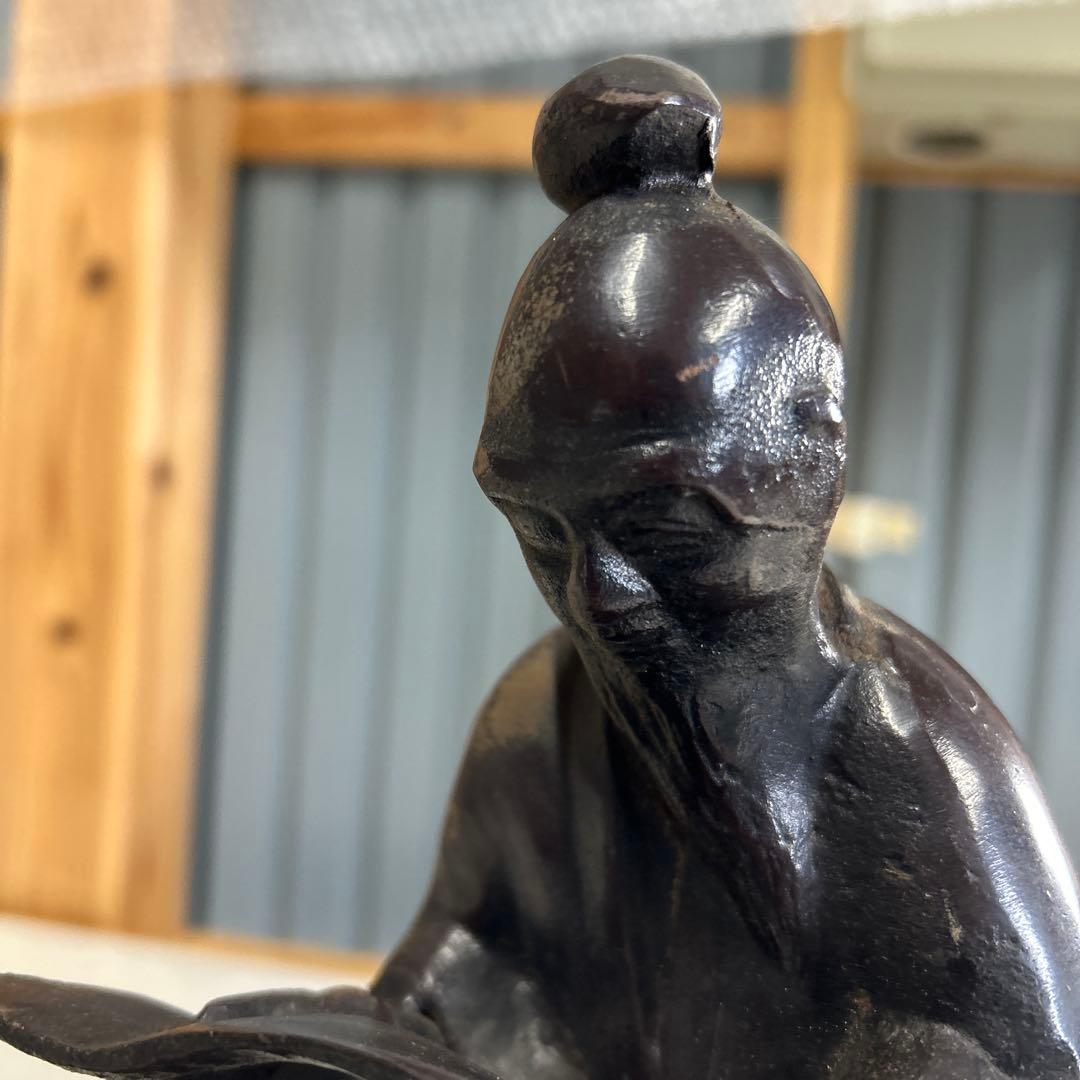 金属製 魚に乗る人物の彫刻　美術品　骨董品