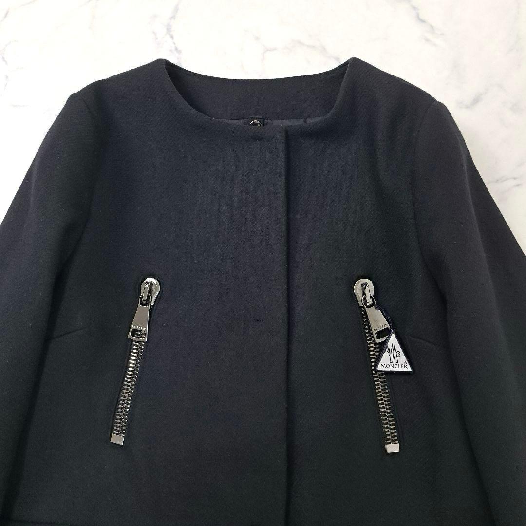美品★ MONCLER モンクレール ノーカラー ウール コート ジャケット 黒