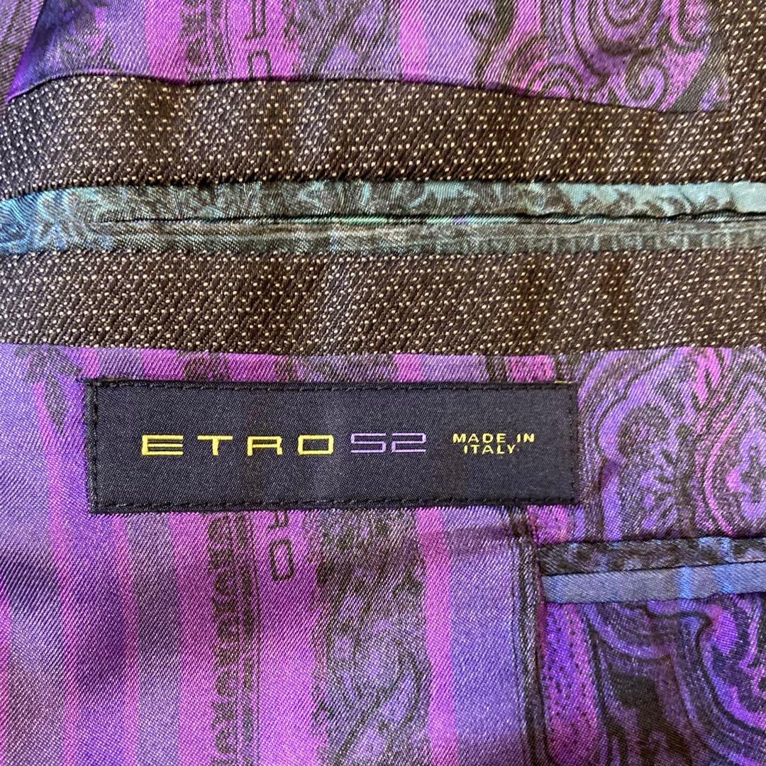 【美品】✨ETRO パイピングスーツ 裏地ペイズリー ボタニカル 52 XL