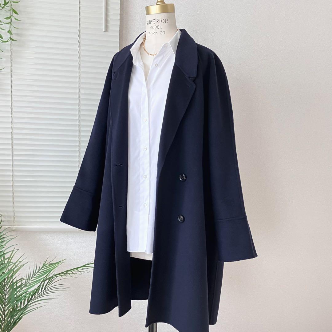 【新品同様】plage スーパー160 Aライン コート 紺 ハミルトン