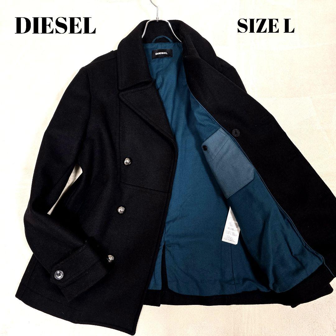 DIESEL ディーゼル ピーコート メタルボタン ウールコート ブラック L