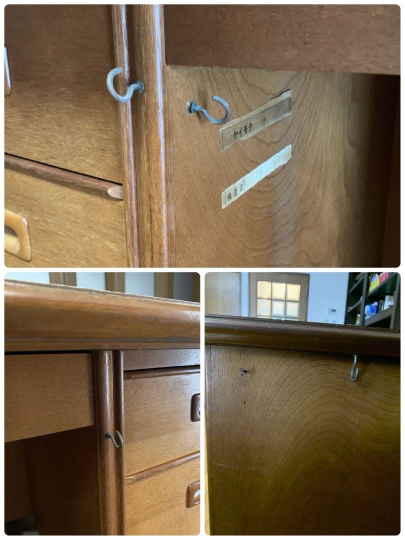 【昭和レトロ】木製 書斎机 両袖引き出し付き アンティーク デスク