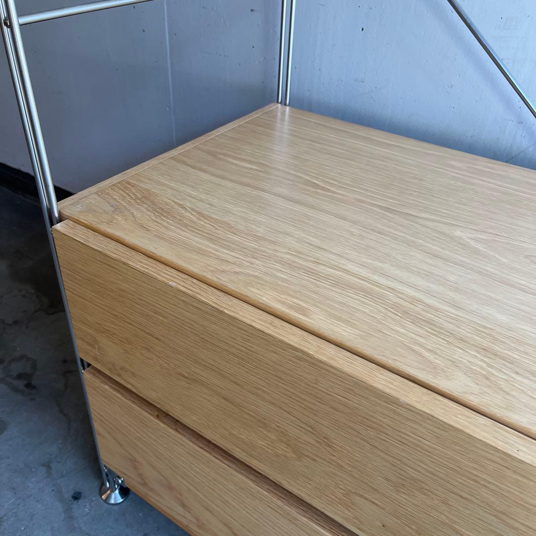 美品★無印ステンレスユニットシェルフ・オーク材・ワードローブセット