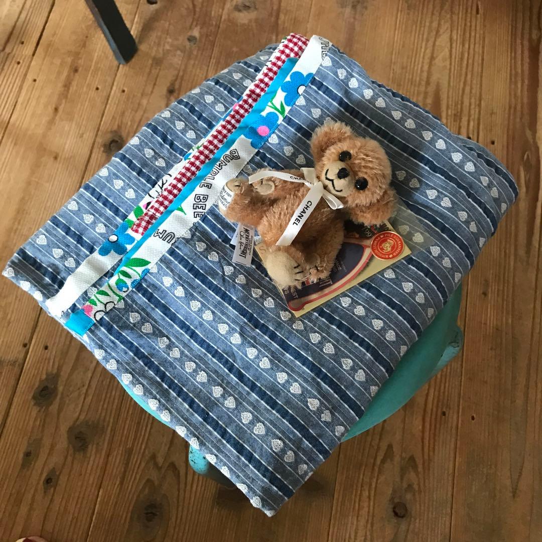 カゴ　バスケット　(手作りビンテージ布付き110×102)