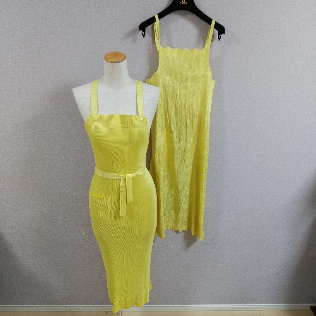 【プリーツプリーズ】2枚セット　イッセイミヤケ♡イエロー♡エプソン♡上品マダム♡