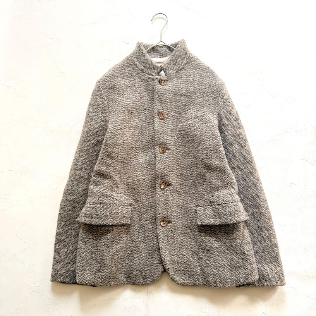 トゥジュー　ウールヘリンボーン　ジャケットコート　ツイード　ベージュ