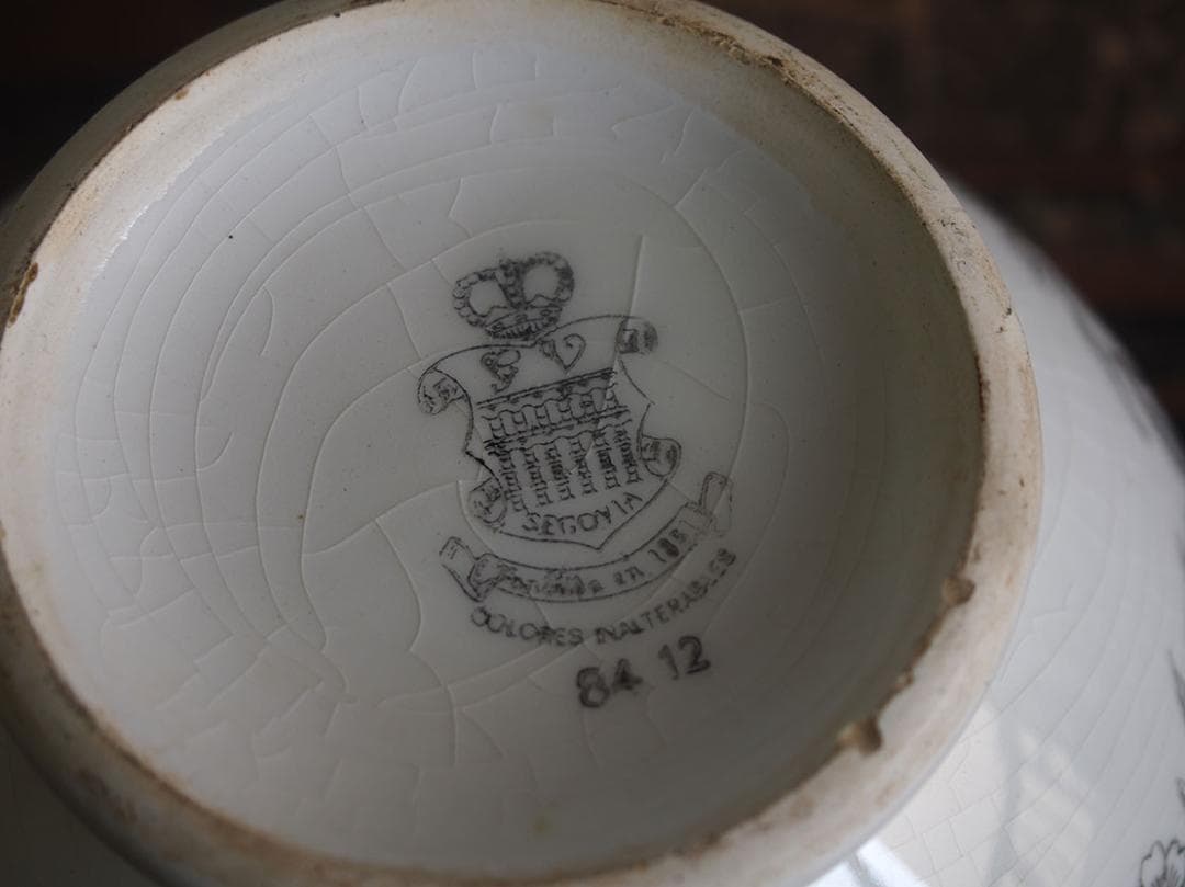 大きめヴィクトリアン様式 グリザイユ カフェオレボウルスペイン古陶/K280