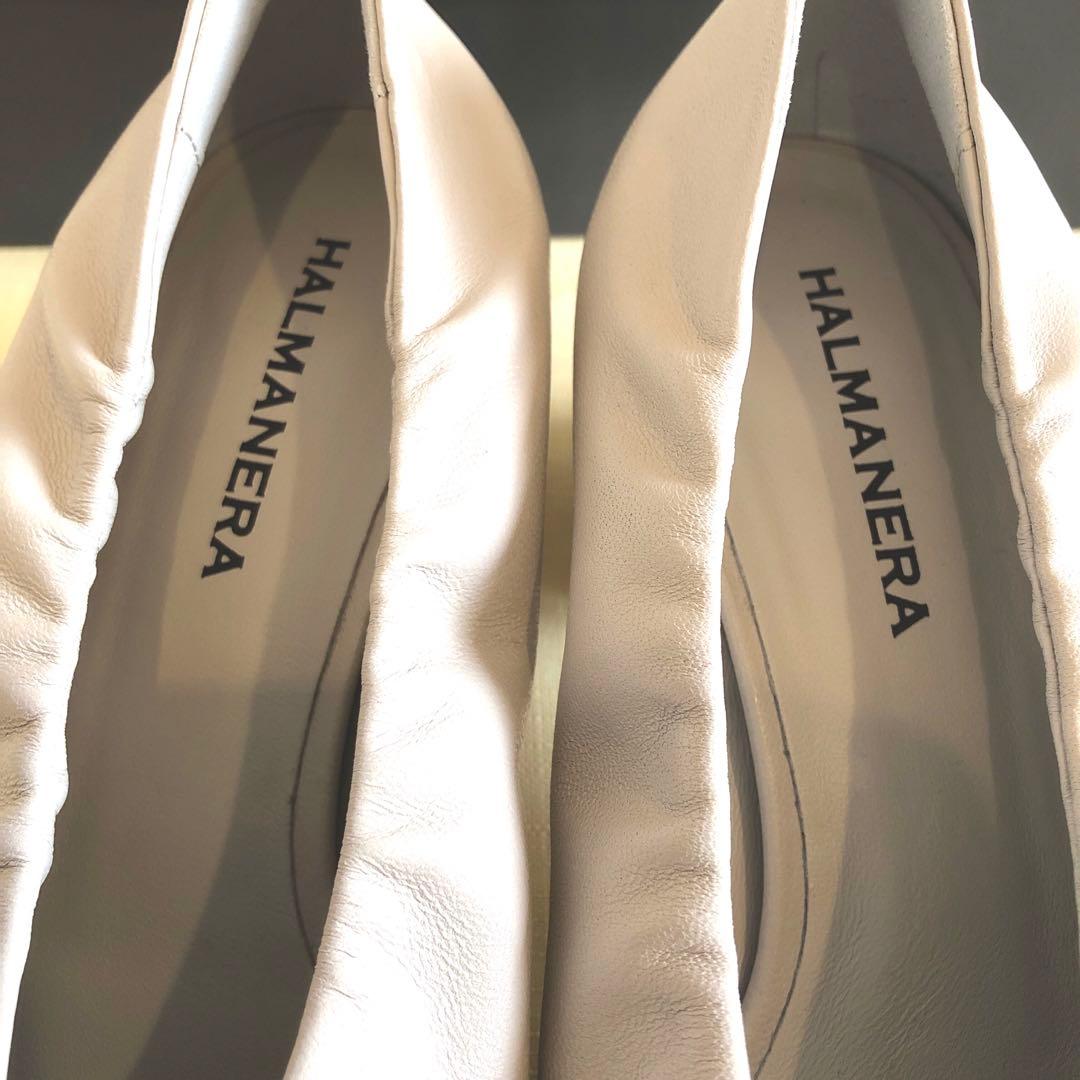 『お値下げ』HALMANERA 本革イタリア製　太ヒールパンプス　アイボリー37