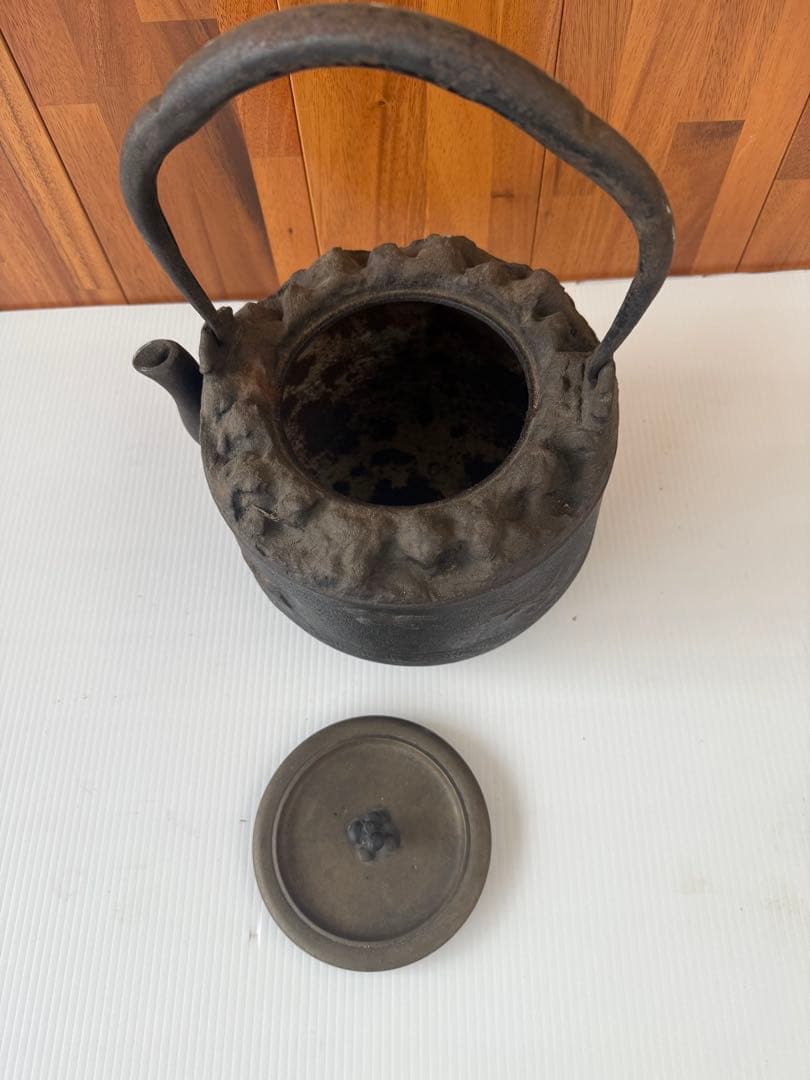 龍文堂造 鉄瓶 茶道具 工芸品 茶器 アンティーク 骨董品 時代物(a8)