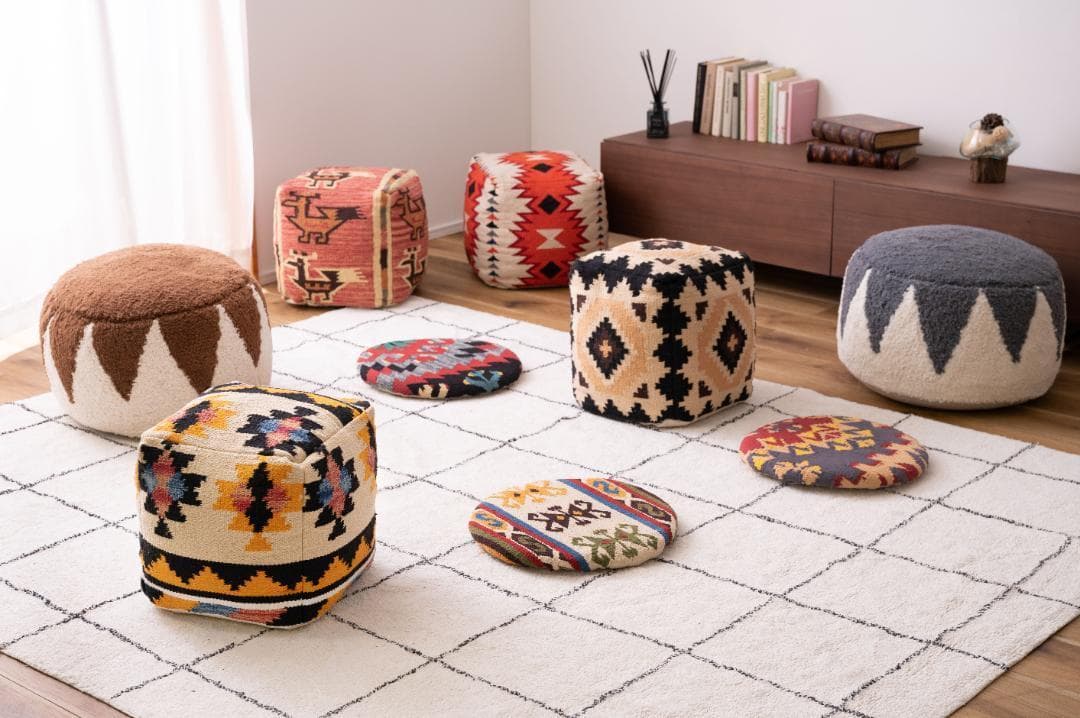 オットマン 椅子 北欧 コットン 大きめ ブラウン FAB-001 N02