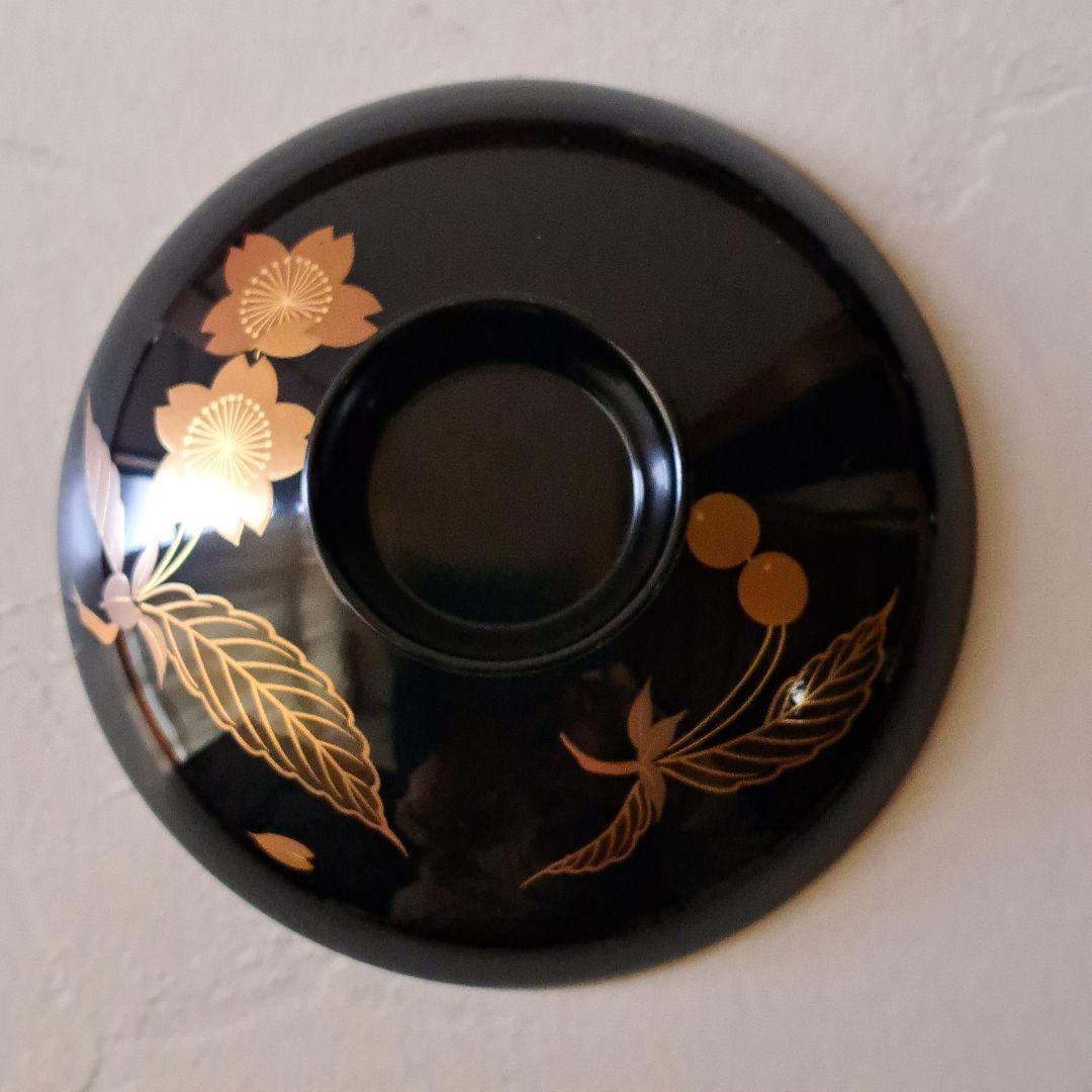 絵変わり 草花蒔絵 蓋付き椀 5客 吸い物椀 煮物椀 雑煮椀 骨董品