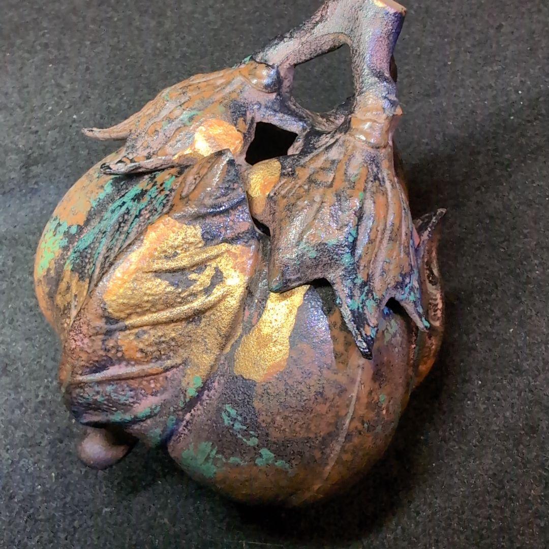 【茶道】香炉　茄子　三本足　鋳造　この形と色は素人には出せない風格ある逸品！