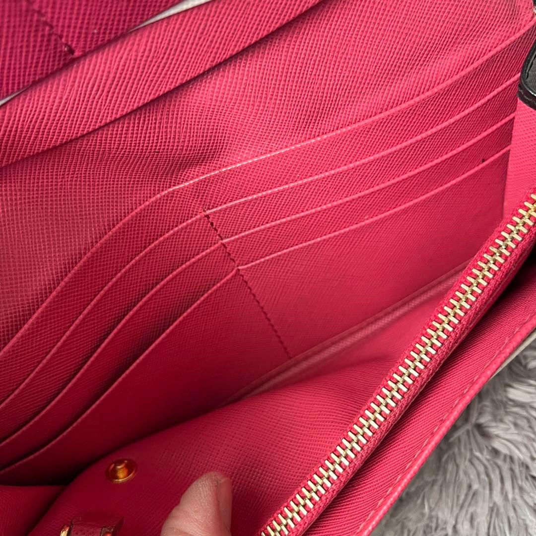 PRADA✨バイカラー　サフィアーノ　長財布　カードケース　ブラック