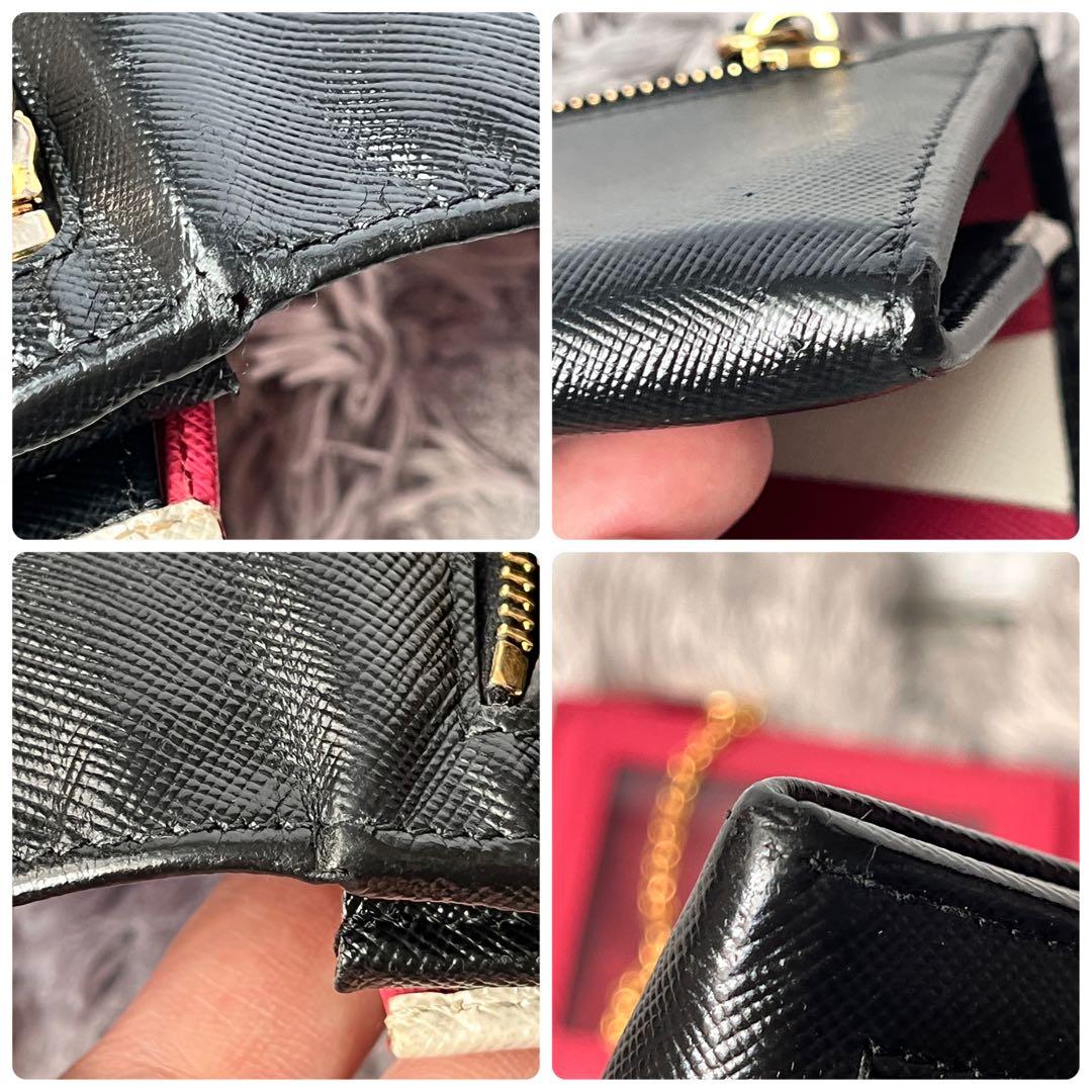 PRADA✨バイカラー　サフィアーノ　長財布　カードケース　ブラック