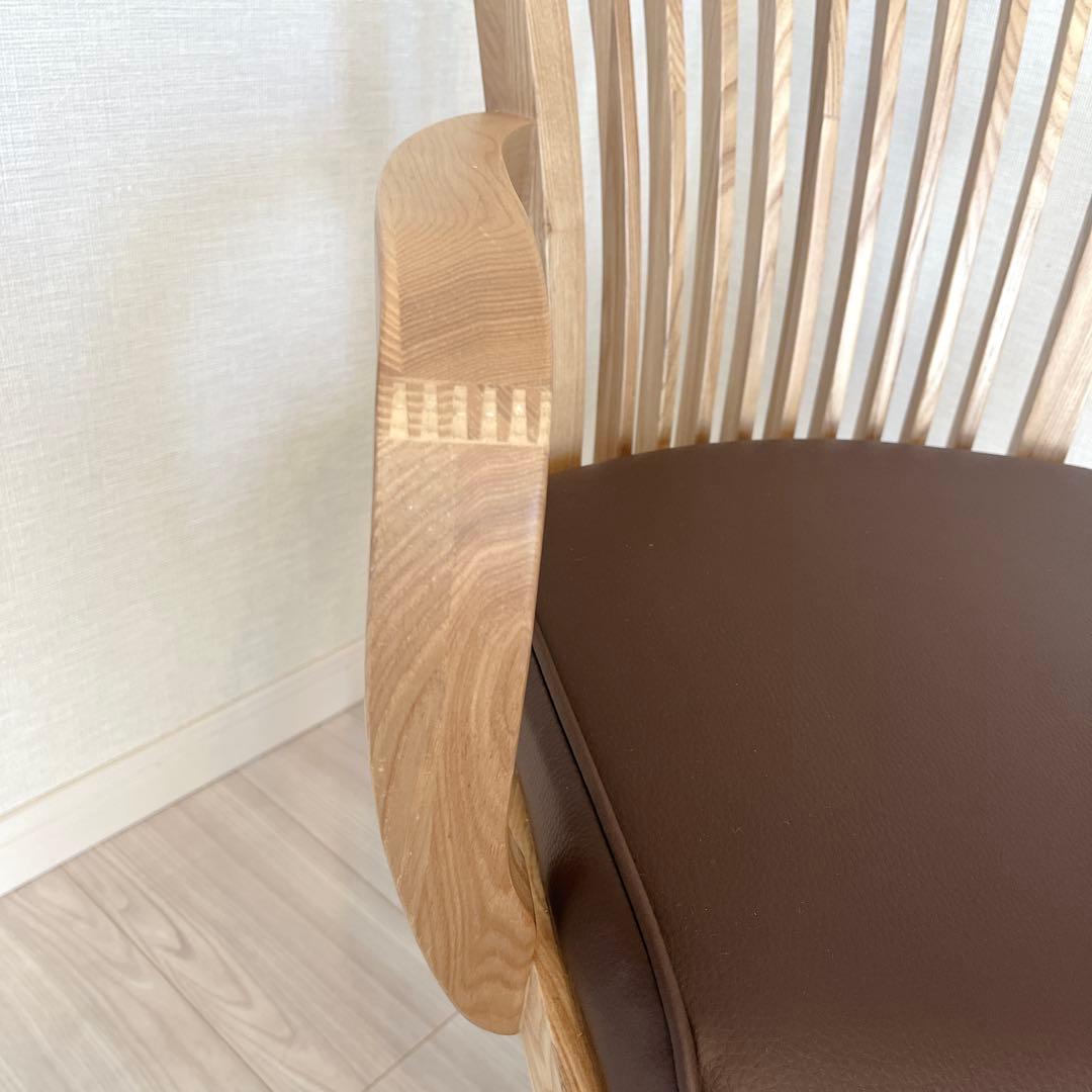 回転式 肘付き 介護 福祉にも最適 高級 天然木NAGAREチェア 美品