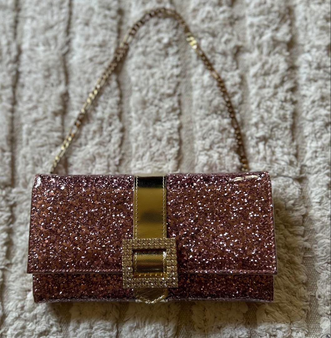 新品 ASH & DIAMONDS 長財布 ピンクグリッター　ストラップ付