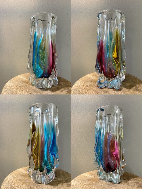 アンティーク ビンテージ 虹色 花瓶 パイレックス フラワーベース 希少 美品