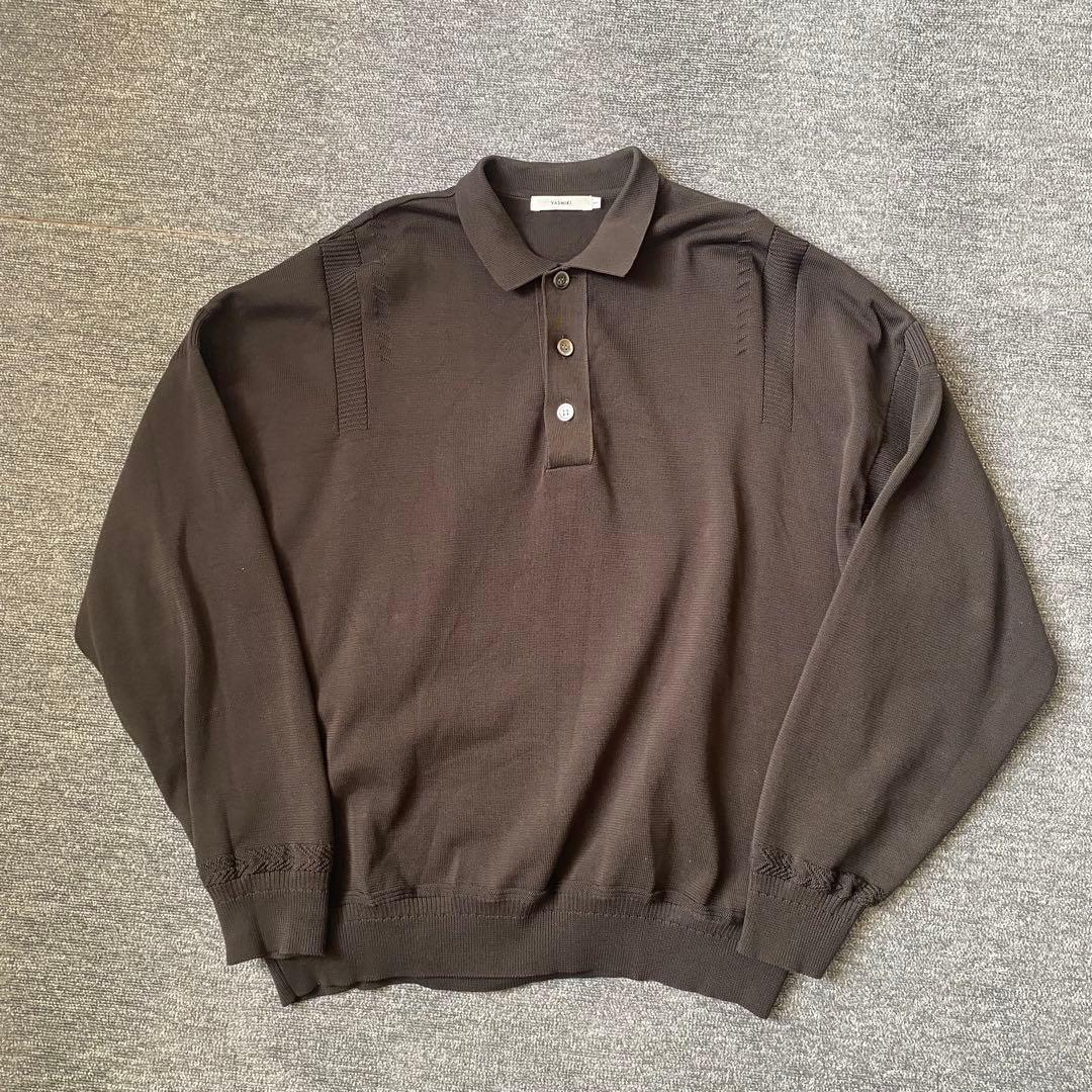ぐ*ー様 YASHIKI Yonaga Knit Polo ポロシャツ ブラック