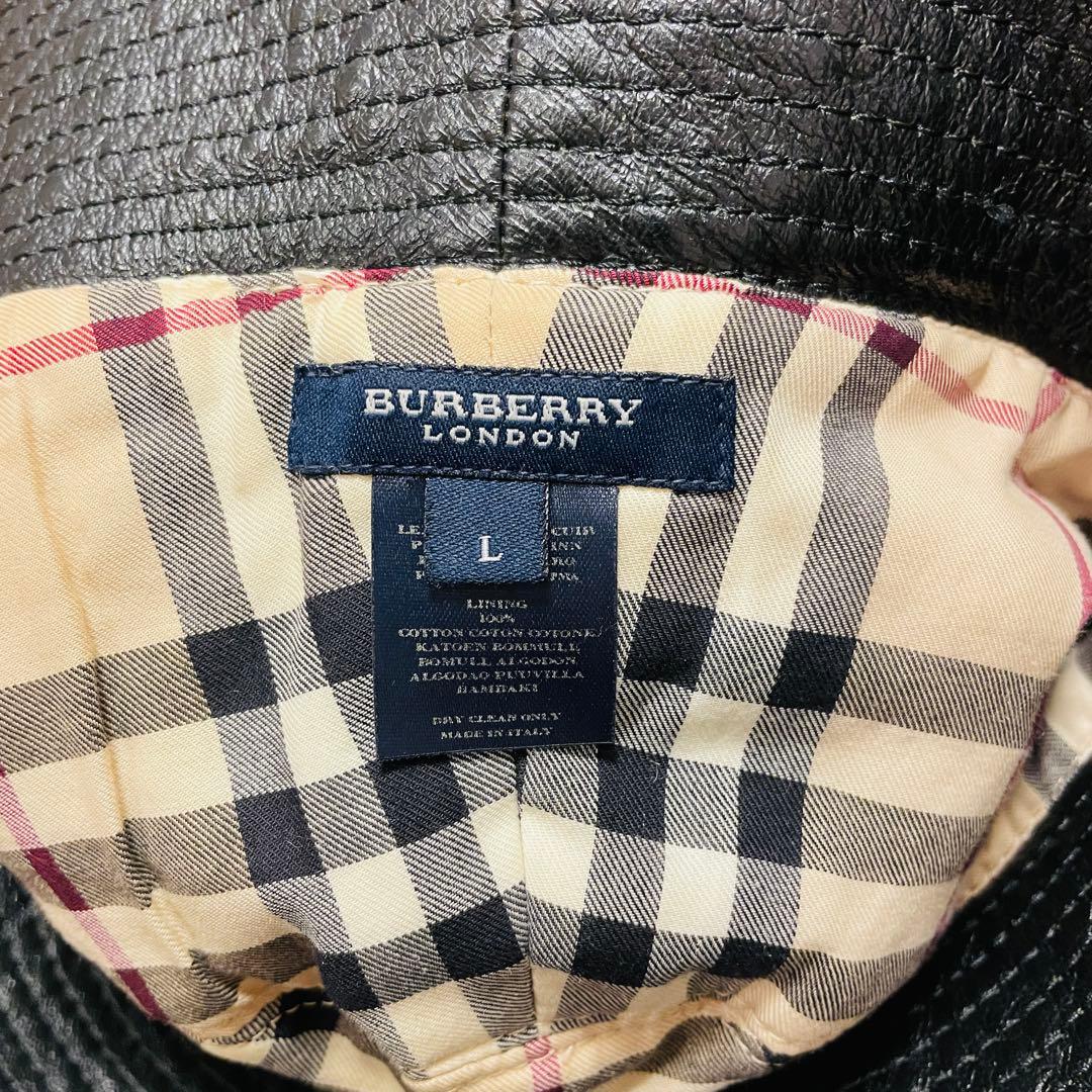 ⭐️美品⭐️ BURBERRY レザー バケットハット ノバチェック　L ブラック