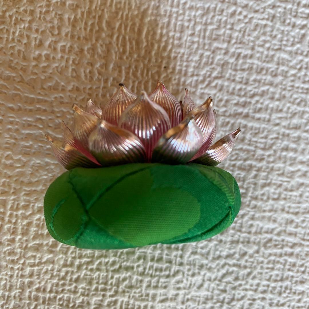 美品✨光則 純銀製仏花　蓮飾り（ピンク）1.7号　仏具　おりん　純金仕立て