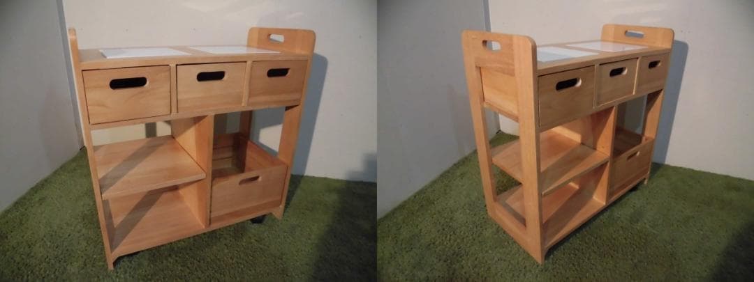 アウトレット【新品/全国一律送料無料】天然木キッチンワゴンカウンター