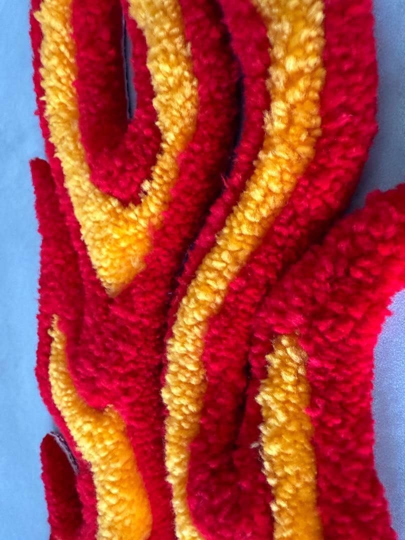 古着 ビンテージ ラグ マット ファイヤーパターン インテリア 置物 美品 希少