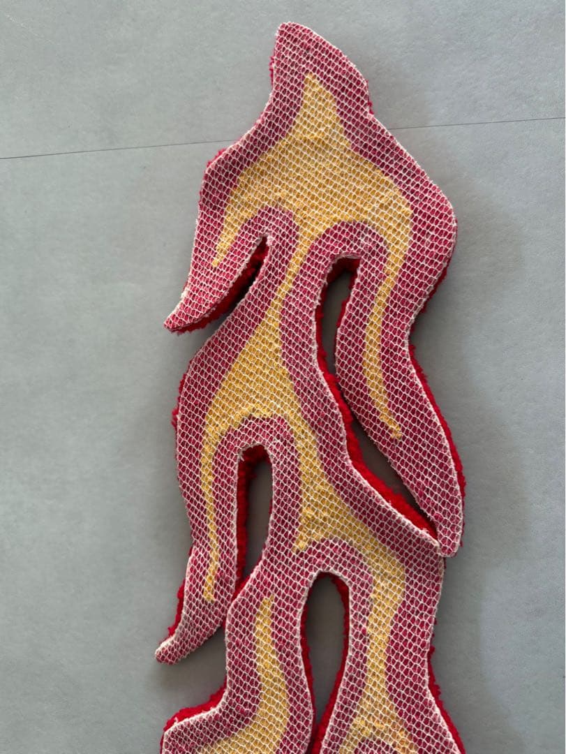 古着 ビンテージ ラグ マット ファイヤーパターン インテリア 置物 美品 希少