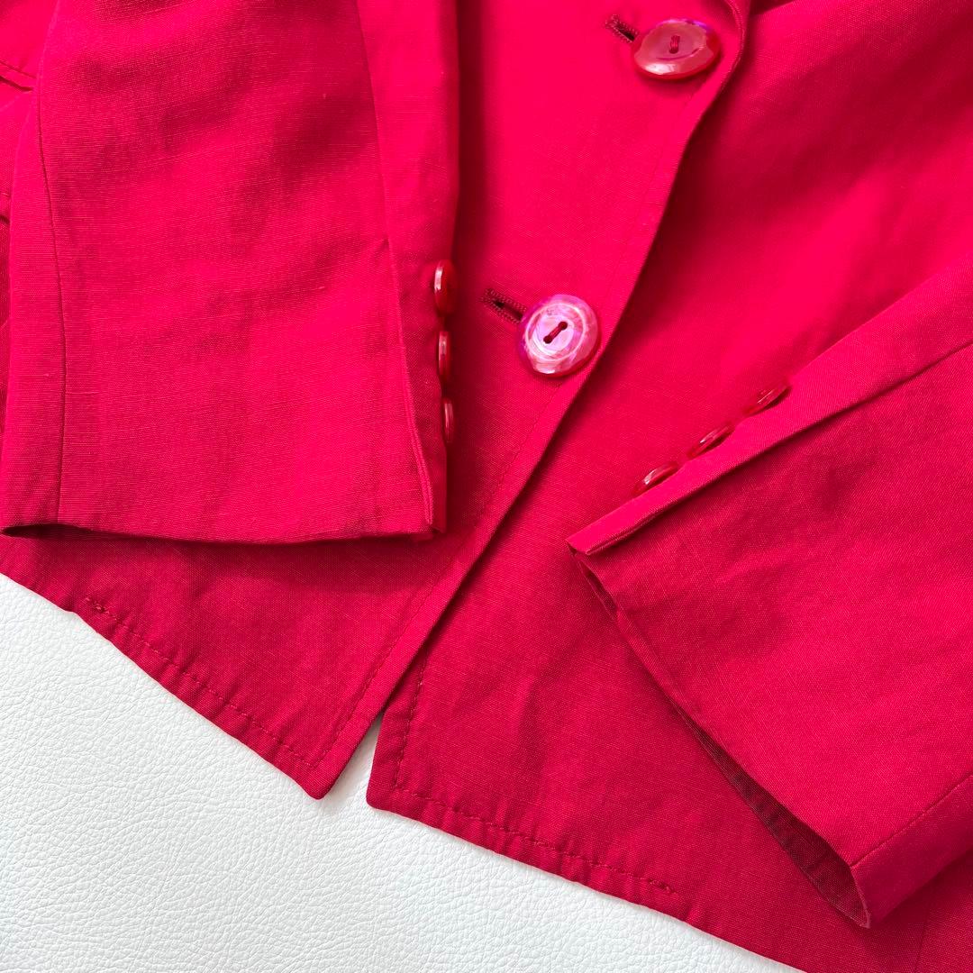 良品　ETRO エトロ　リネンジャケット　麻　レッド テーラードジャケット 44
