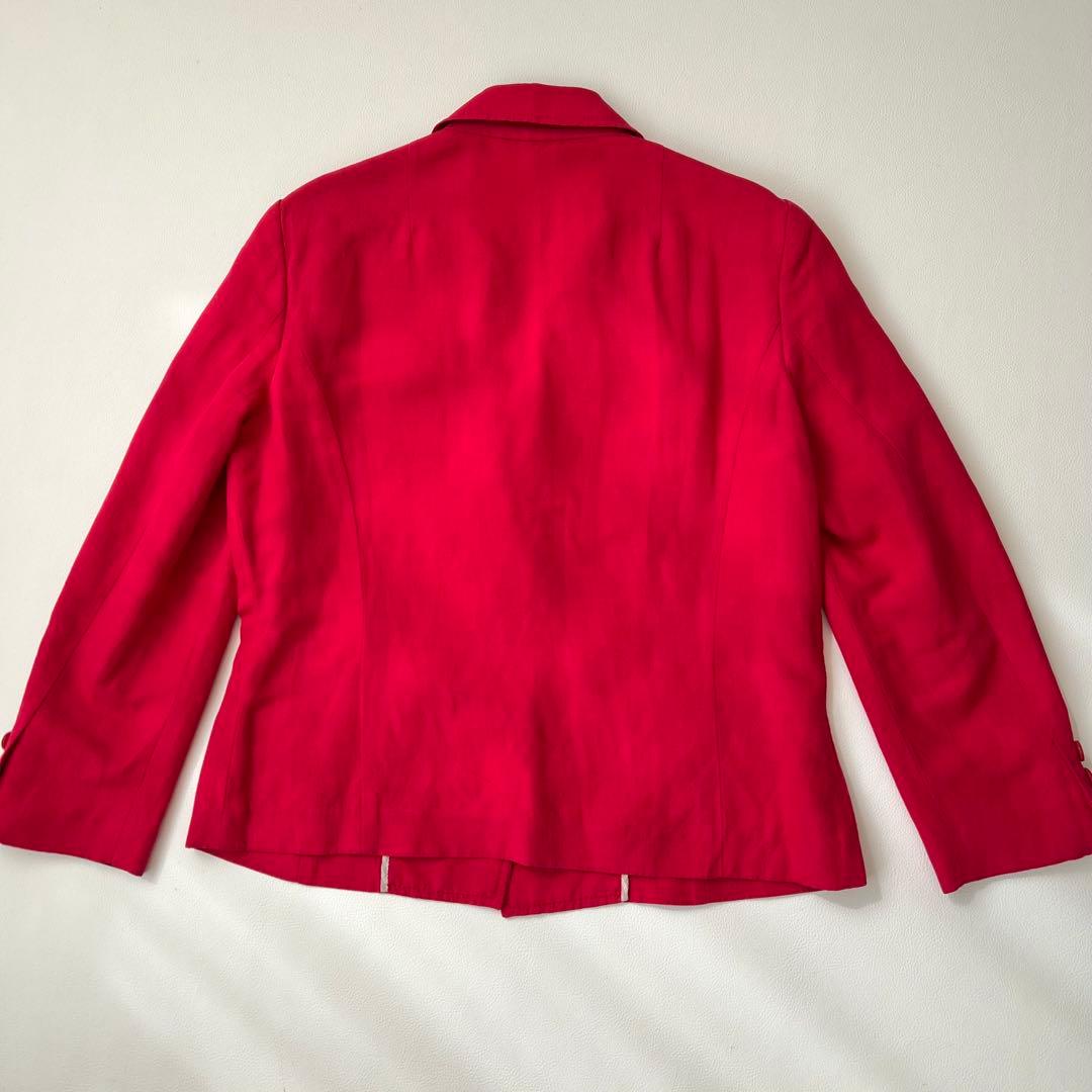 良品　ETRO エトロ　リネンジャケット　麻　レッド テーラードジャケット 44