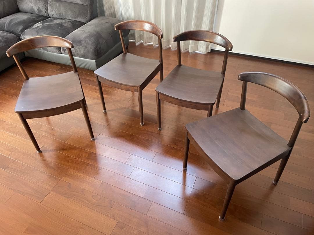 ダークブラウン 木製ダイニングチェア☆2☆送料込