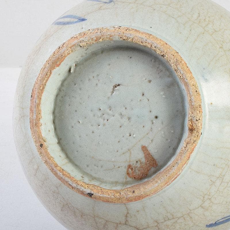 朝鮮美術　李朝　高麗白磁　染付　花文　壷　時代箱付　D　R9146B