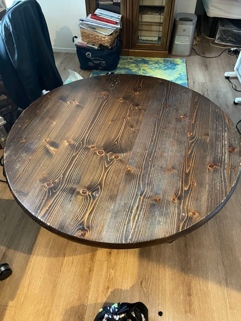 円形木製大きめちゃぶ台ダークブラウン