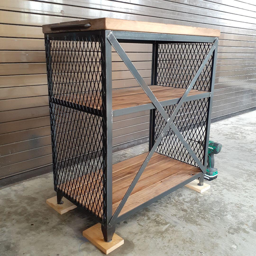 アイアン　シェルフ　ラック　インダストリアル　ハンドメイド　シューズラック　男前