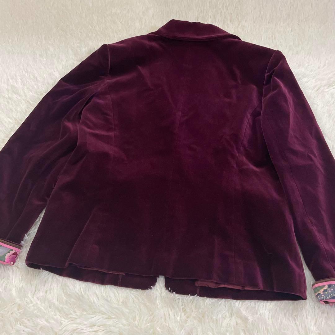 973 LEONARD テーラードジャケット ワインレッド 綿 絹 XL