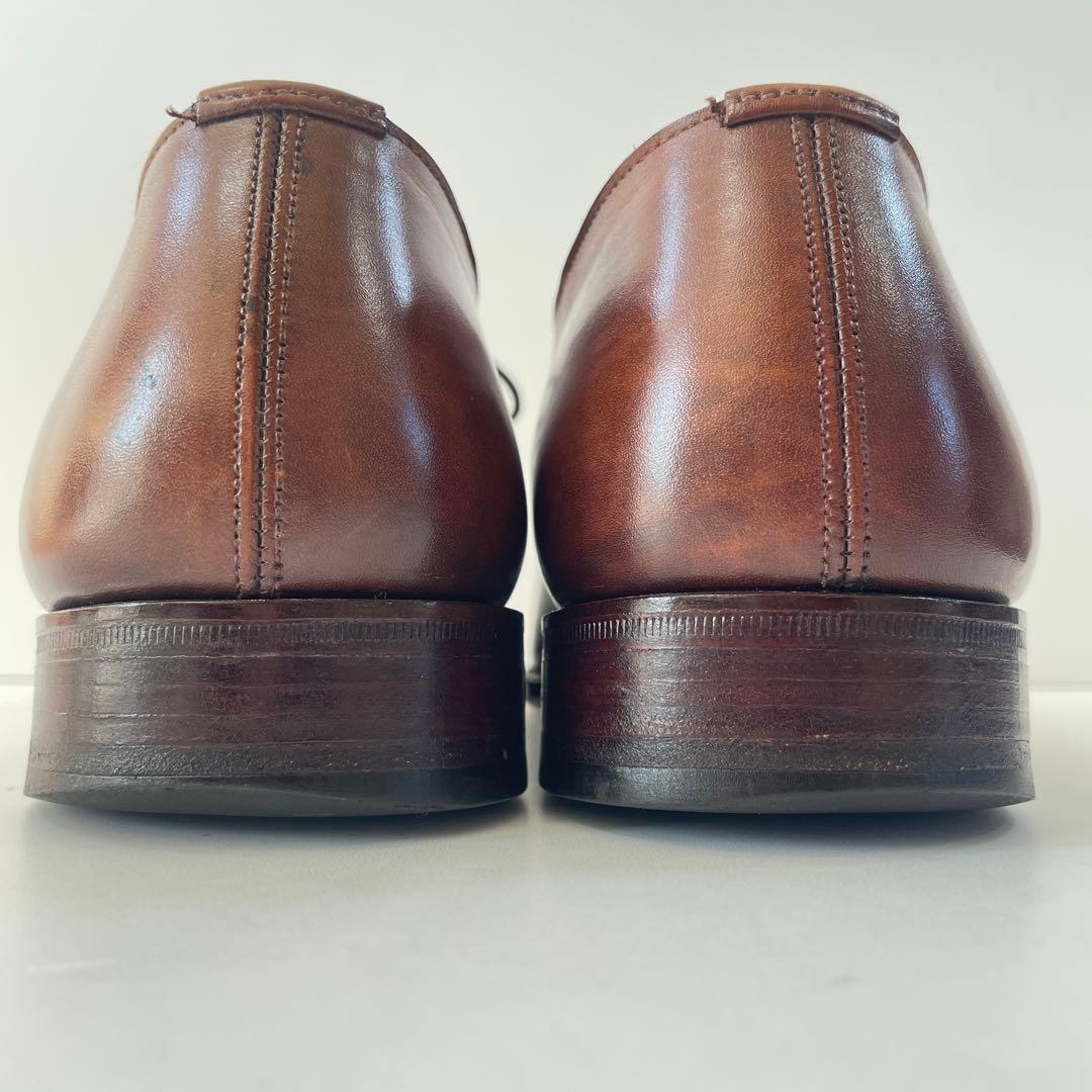 美品 グレンソン 33377 フットマスター プレーントゥ 茶レザー 27.5㌢