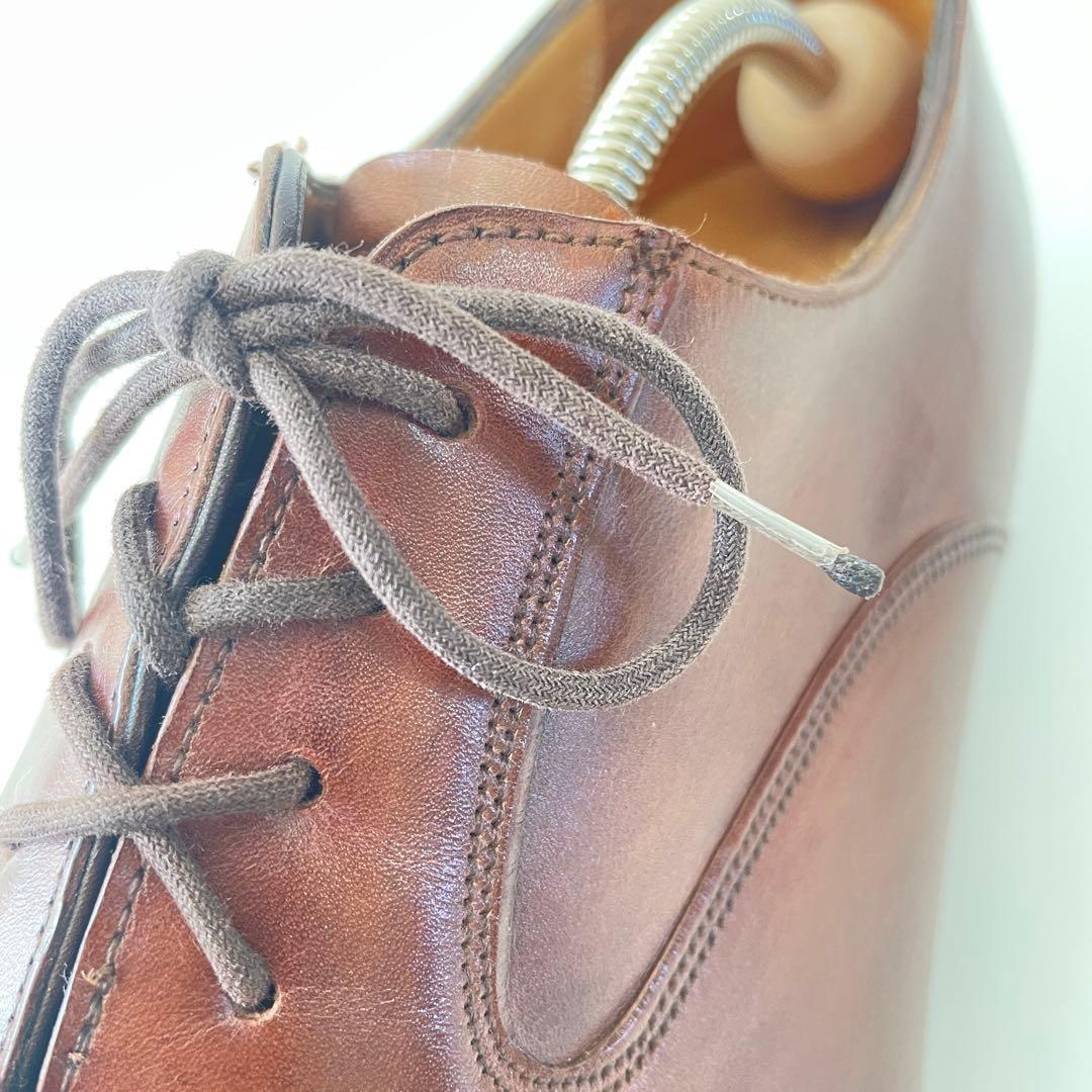 美品 グレンソン 33377 フットマスター プレーントゥ 茶レザー 27.5㌢