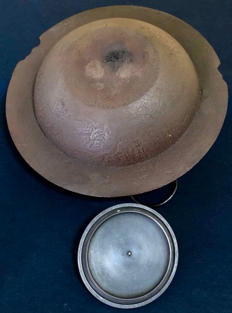 「祖」透木釜 帯霰 龍敏堂造 釜鐶 透木付 元箱 茶道具 (台①)