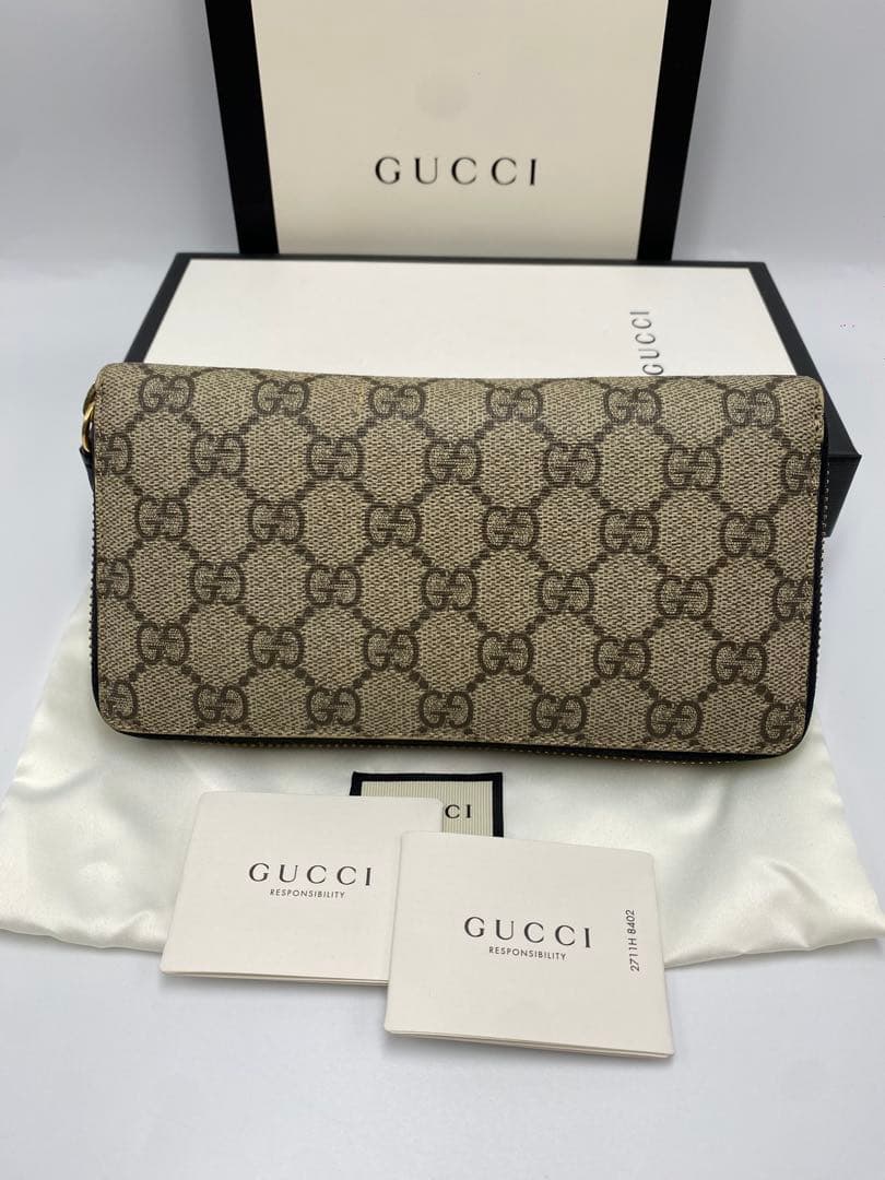 超良品‼️ グッチ　GUCCI 財布　長財布　GGスプリーム　ラウンドファスナー